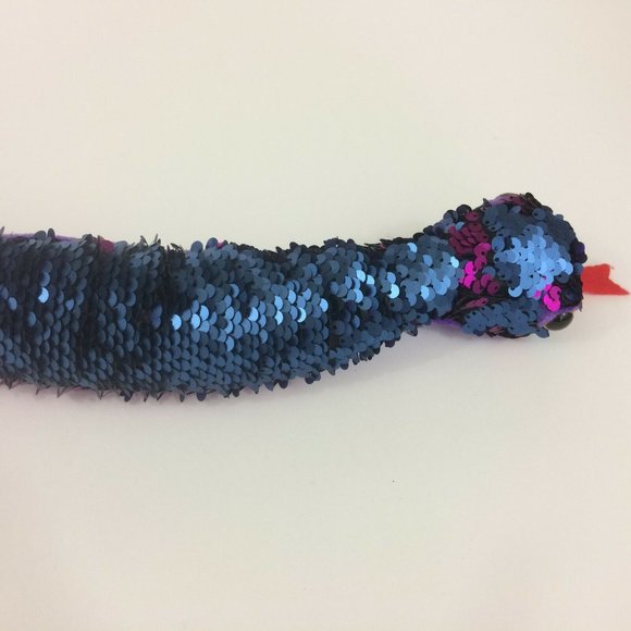 Fiesta Reversible Flip Sequin Snake Plush 24" Purple Blue Stuffed Animal Toy - Picture 6 of 10